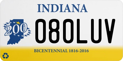 IN license plate 080LUV