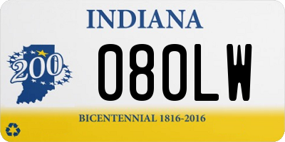 IN license plate 080LW