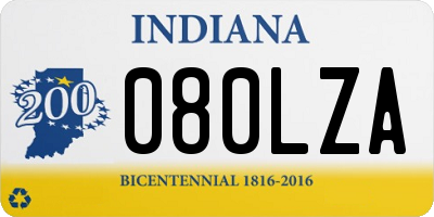 IN license plate 080LZA