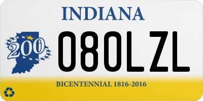 IN license plate 080LZL