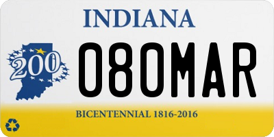 IN license plate 080MAR