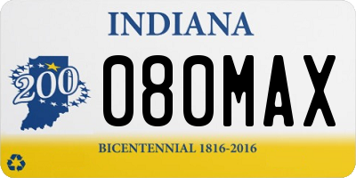 IN license plate 080MAX