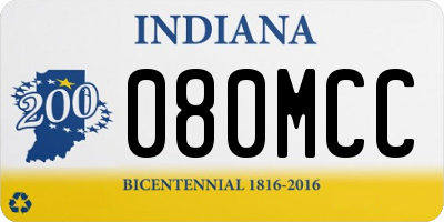IN license plate 080MCC