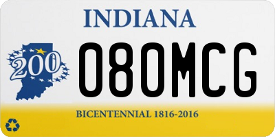 IN license plate 080MCG