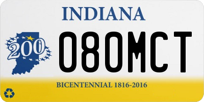IN license plate 080MCT