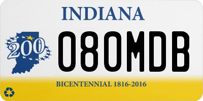 IN license plate 080MDB