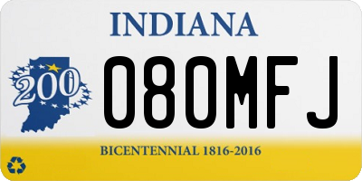 IN license plate 080MFJ