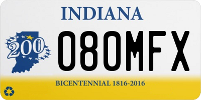 IN license plate 080MFX