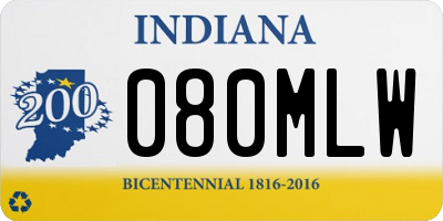 IN license plate 080MLW