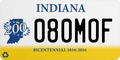 IN license plate 080MOF