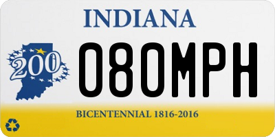 IN license plate 080MPH