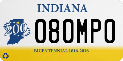 IN license plate 080MPO