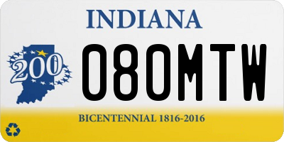 IN license plate 080MTW