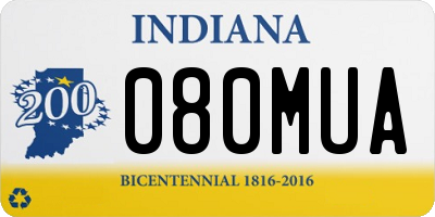 IN license plate 080MUA