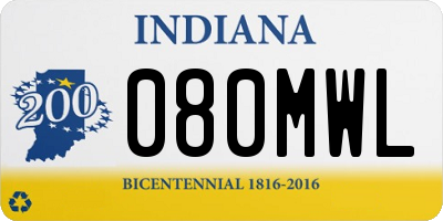 IN license plate 080MWL