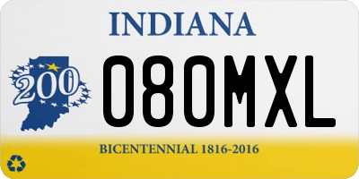 IN license plate 080MXL