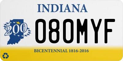 IN license plate 080MYF