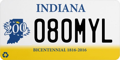 IN license plate 080MYL