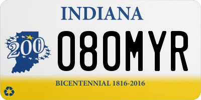 IN license plate 080MYR