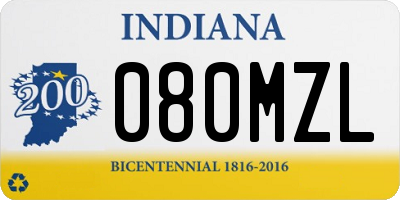 IN license plate 080MZL