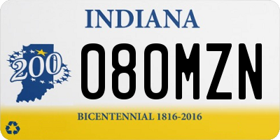 IN license plate 080MZN