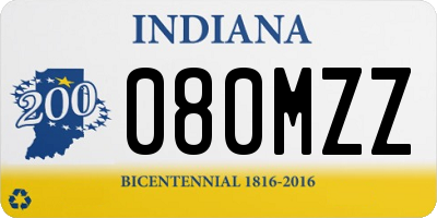 IN license plate 080MZZ