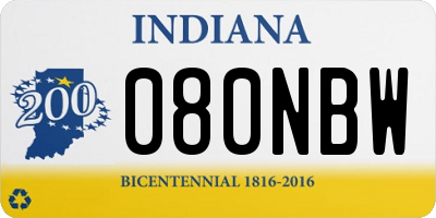 IN license plate 080NBW