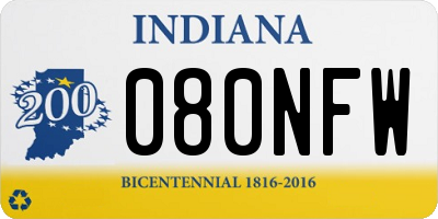 IN license plate 080NFW