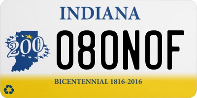 IN license plate 080NOF