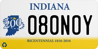 IN license plate 080NOY