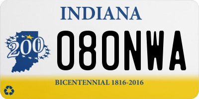 IN license plate 080NWA