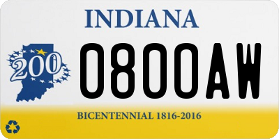 IN license plate 080OAW