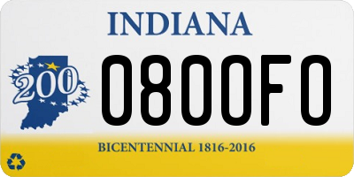 IN license plate 080OFO