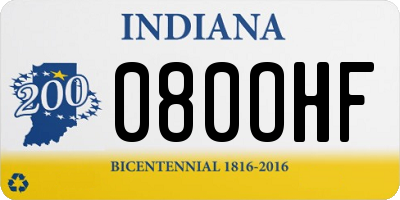 IN license plate 080OHF
