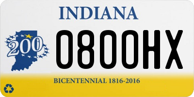 IN license plate 080OHX