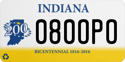 IN license plate 080OPO