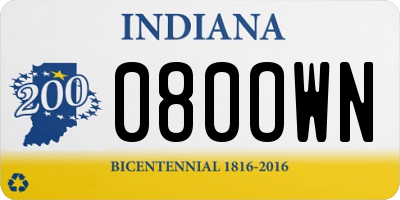 IN license plate 080OWN