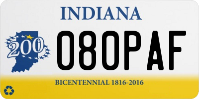 IN license plate 080PAF