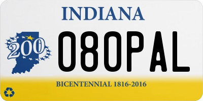 IN license plate 080PAL