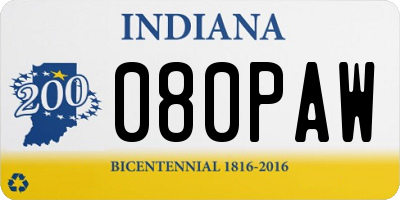 IN license plate 080PAW