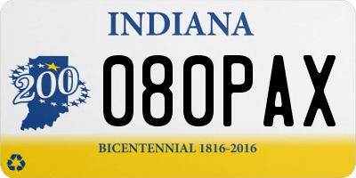 IN license plate 080PAX