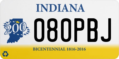 IN license plate 080PBJ