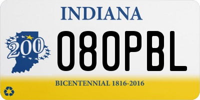 IN license plate 080PBL