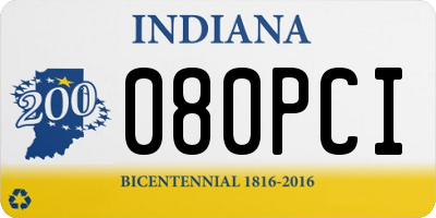 IN license plate 080PCI