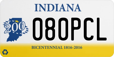 IN license plate 080PCL