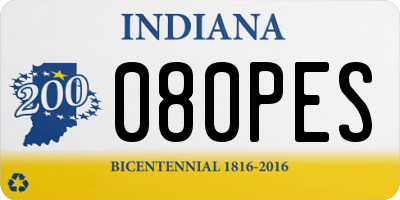 IN license plate 080PES