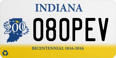 IN license plate 080PEV
