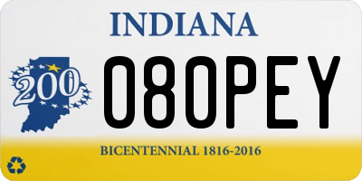 IN license plate 080PEY