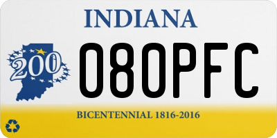 IN license plate 080PFC