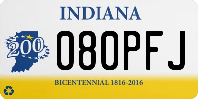 IN license plate 080PFJ